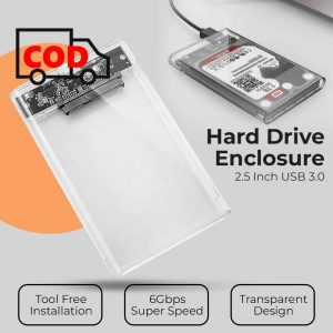 Casing External Harddisk HDD SSD Enclosue Transparent 2.5 Inch USB 3.0 Case Kotak Eksternal