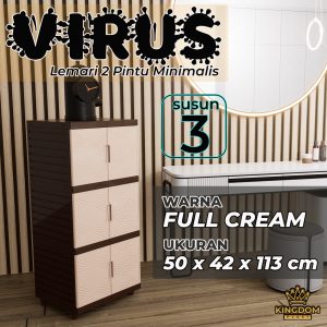 LEMARI PAKAIAN PLASTIK SERBAGUNA CREAM MINIMALIST – SUSUN 3