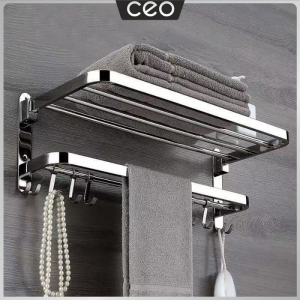 CEO Rak Handuk Kamar Mandi Stainless Steel Tebal Rak Dinding Kamar Mandi Rak Tempel Tembok Serbaguna Gantungan Handuk