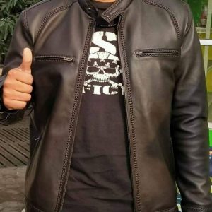 jaket Kulit Sulam Bahan Domba dan Kambing Warna coklat dan Hitam Ukuran ML XL XXL”