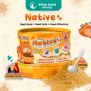 Olive Care Vitamin Kucing NATIVE+ Protein Tinggi 110gr untuk Nafsu Makan, Bulu Rontok, dan Imunitas